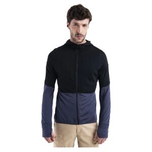 ICEBREAKER Veste merino 200 realfleece descender homme - Taille : M - Couleur : BLACK/GRAPHITE/CB - Publicité