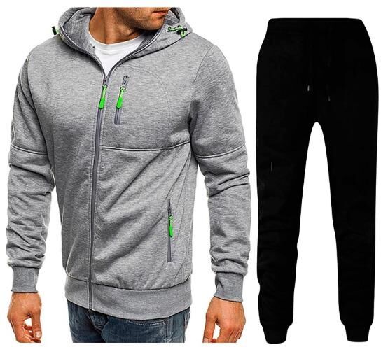 2024 Men s Winter Sports Leisure Fitness Multi Zipper Set Hooded Sweatshirt and Pants