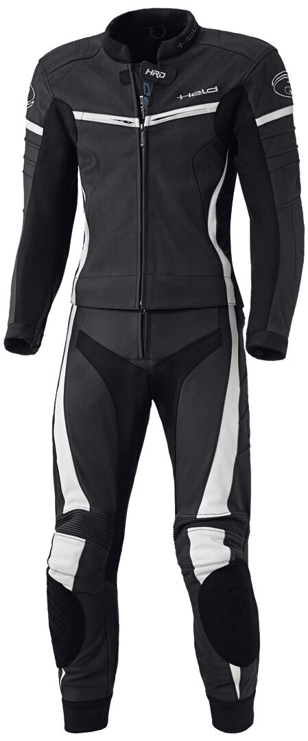 Held Spire Two Piece Motorcycle Leather Suit Costume en cuir de moto de deux pièces Noir Blanc taille : 62