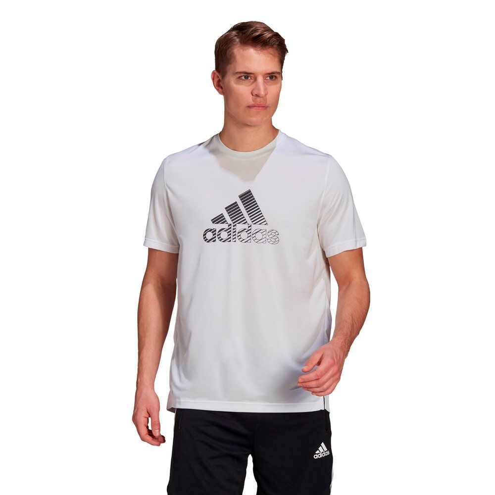 adidas ανδρικό t-shirt designed 2 move activated tech aeroready  - white-grey