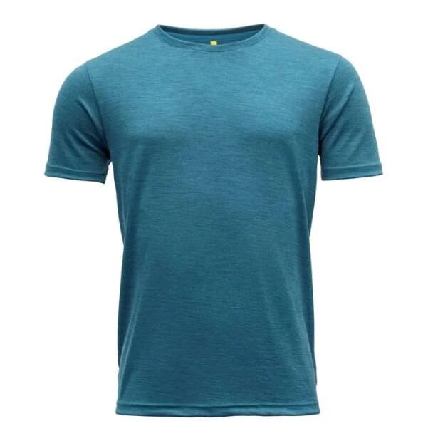 Devold Men's Eika Tee - Merino Wool, Blue Melange / L