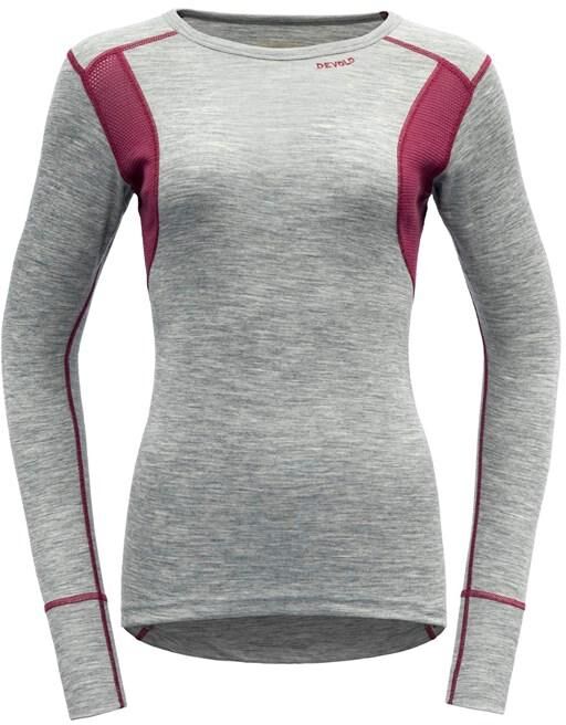 Devold Women's Hiking Shirt - Merino Wool, Grey Melange/ Beetroot / M