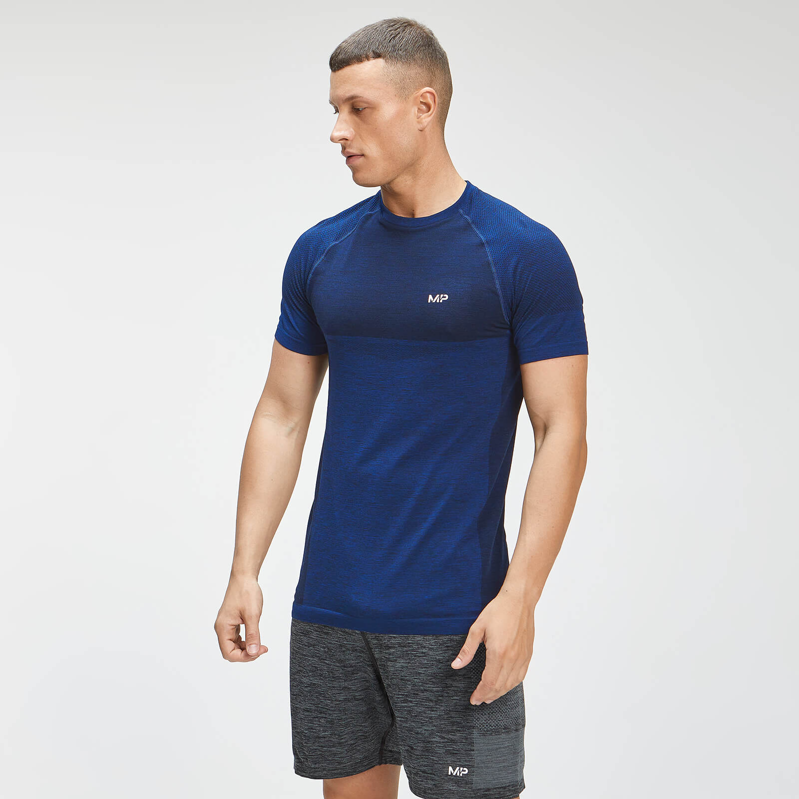 MP Men's Essential Seamless Short Sleeve T-Shirt - Intense Blue Marl - XS