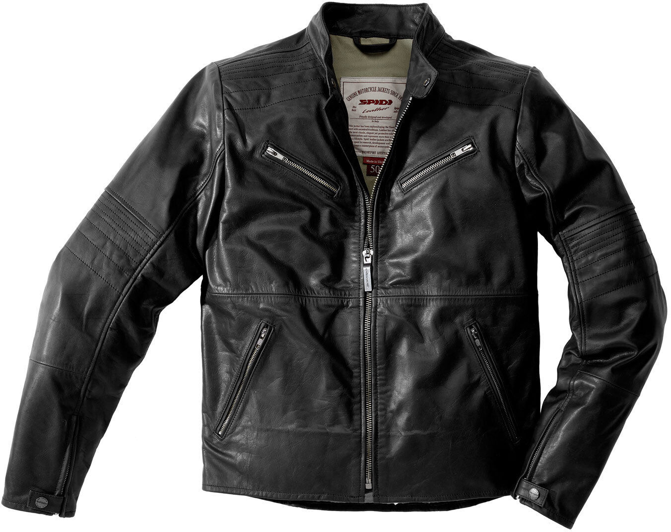 Spidi Garage Motorcycle Leather Jacket  - Black