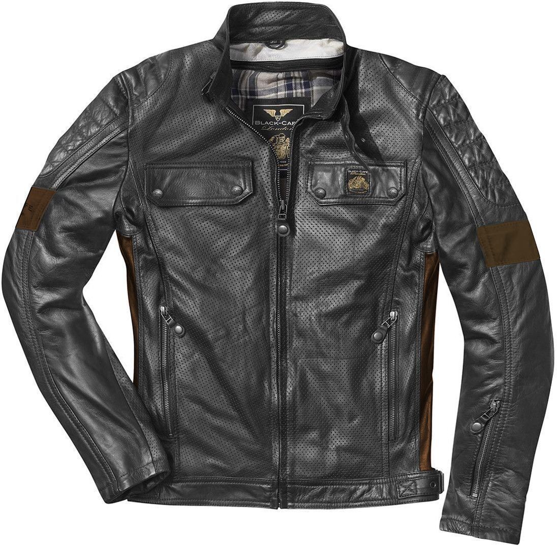 Black-Cafe London Brooklyn Motorcycle Leather Jacket  - Black