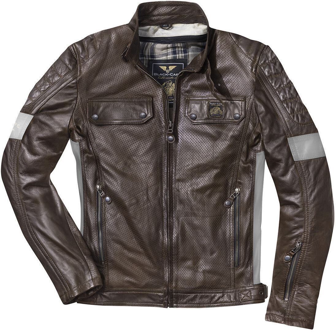 Black-Cafe London Brooklyn Motorcycle Leather Jacket  - Brown