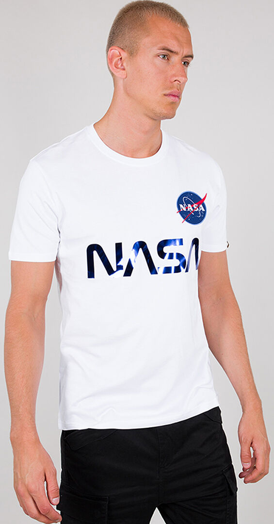 Alpha Industries Nasa Reflective T-Shirt  - White Blue