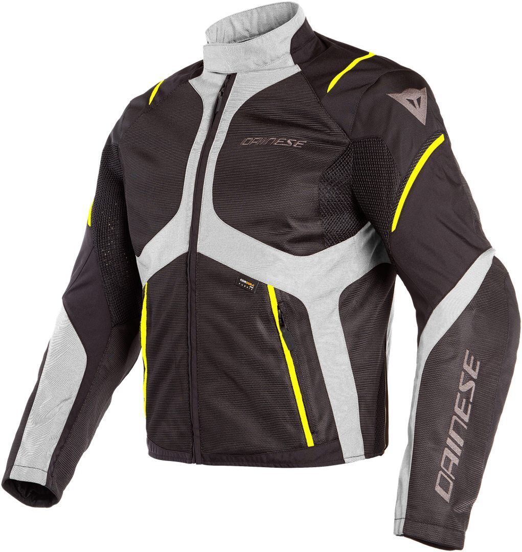 Dainese Sauris D-Dry Motorcycle Textile Jacket  - Black Grey Yellow