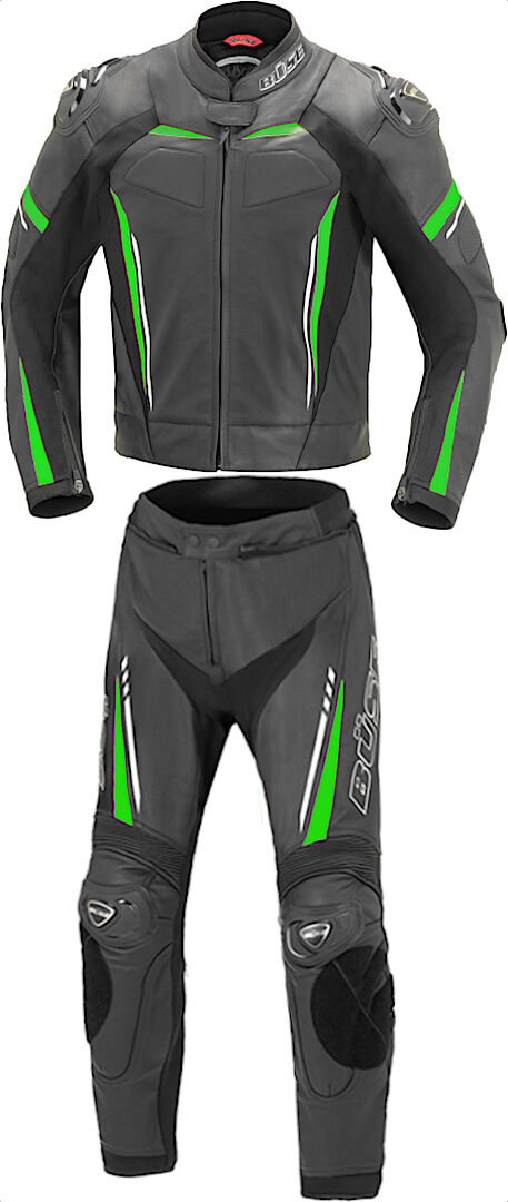 Büse Imola Two Piece Motorcycle Leather Suit  - Black Green