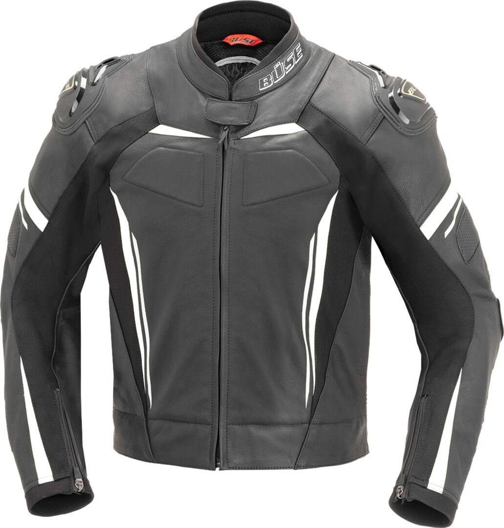 Büse Imola Motorcycle Leather Jacket  - Black White