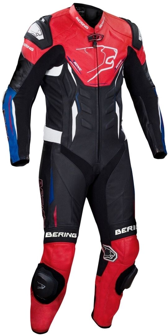 Bering Ultimate-R One Piece Motorcycle Leather Suit  - Black White Red Blue