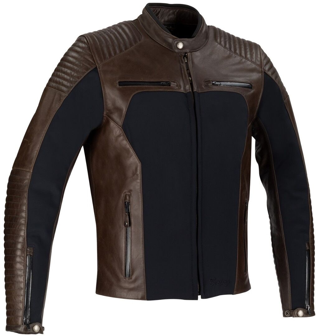 Bering Rex Motorcycle Leather Jacket  - Black Brown