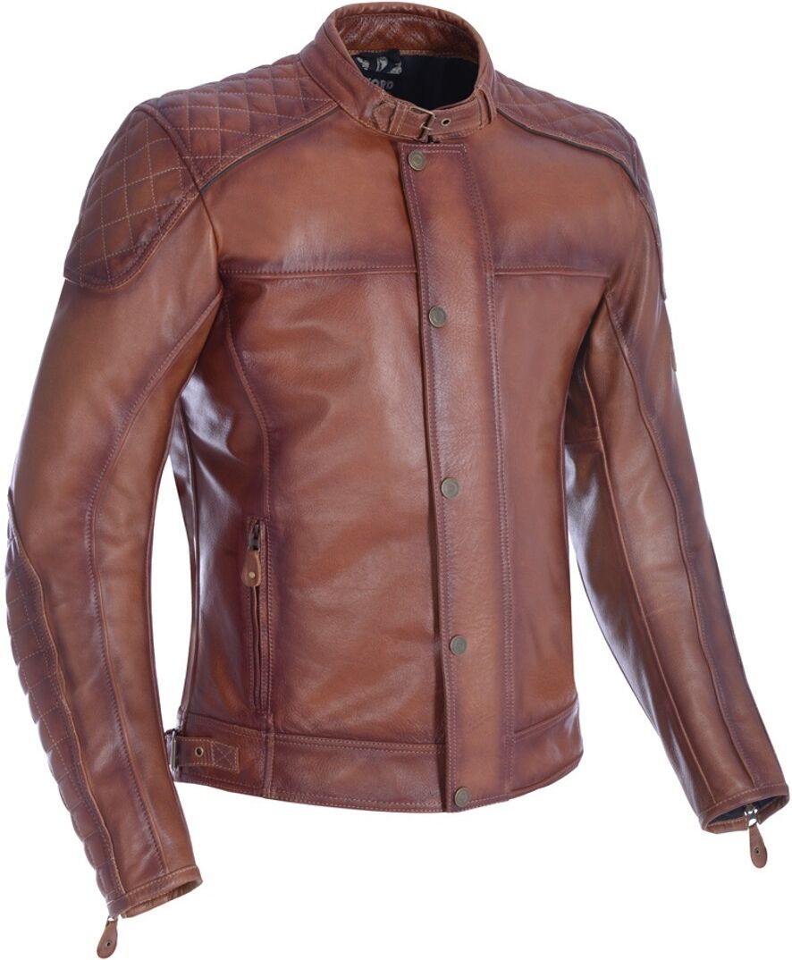 Oxford Hampton Motorcycle Leather Jacket  - Brown