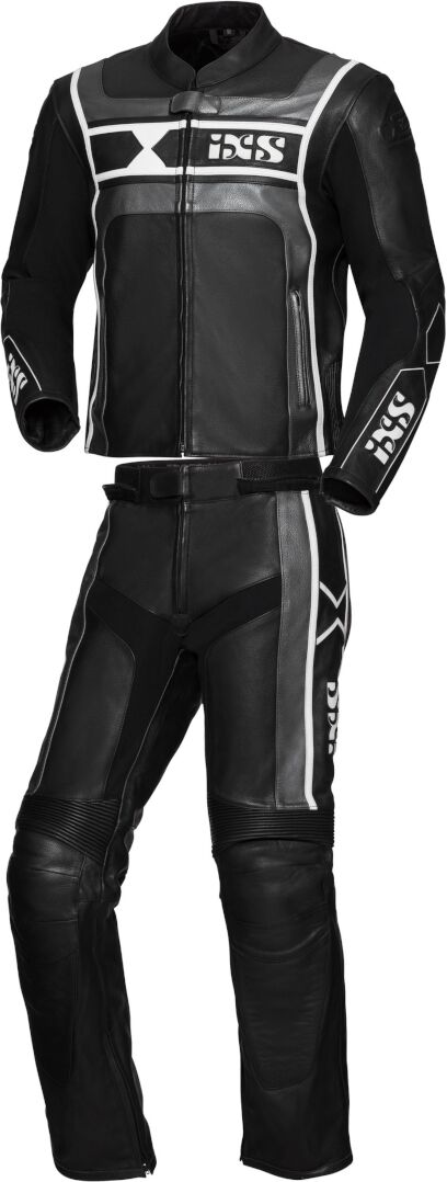 Ixs Sport Rs-500 Two Piece Motorcycle Leather Suit  - Black Silver