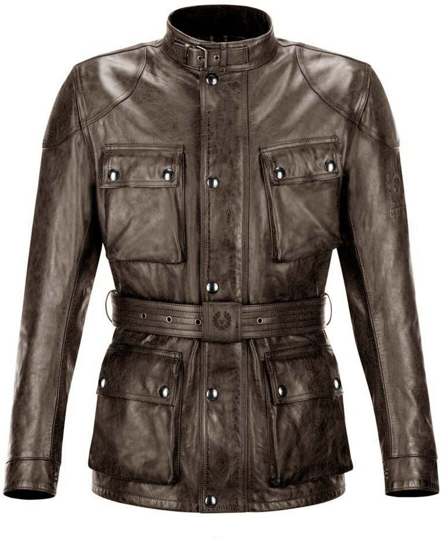 Belstaff Trialmaster Pro Motorcycle Leather Jacket  - Black Brown