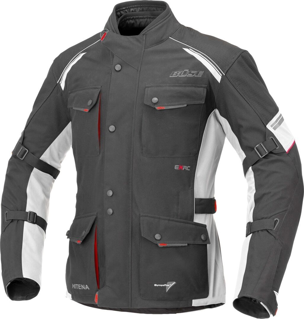 Büse Porto Motorcycle Textile Jacket  - Black White Red