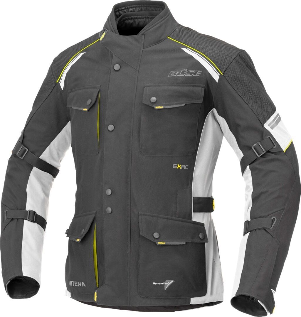 Büse Porto Motorcycle Textile Jacket  - Black White Yellow