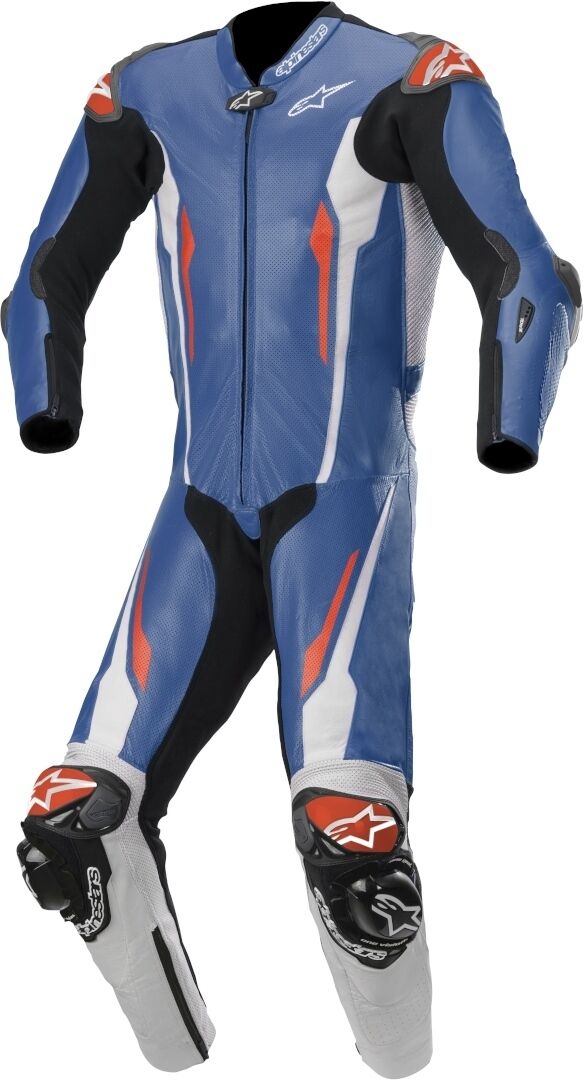 Alpinestars Racing Absolute Tech-Air One Piece Perforated Motorcycle Leather Suit  - Black White Blue