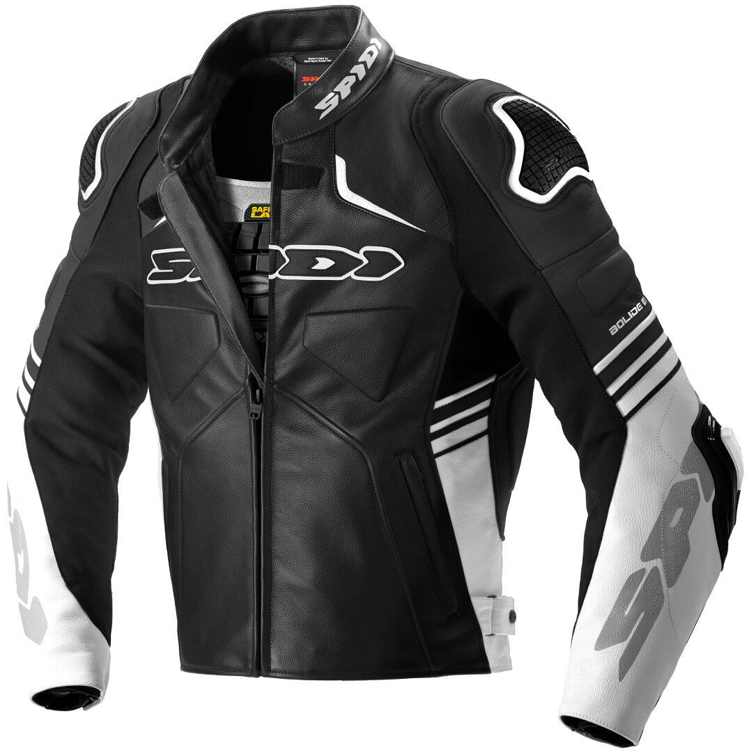Spidi Bolide Motorcycle Leather Jacket  - Black White