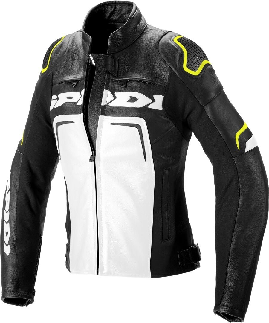 Spidi Evorider 2 Women Motorcycle Leather Jacket  - Black White Yellow