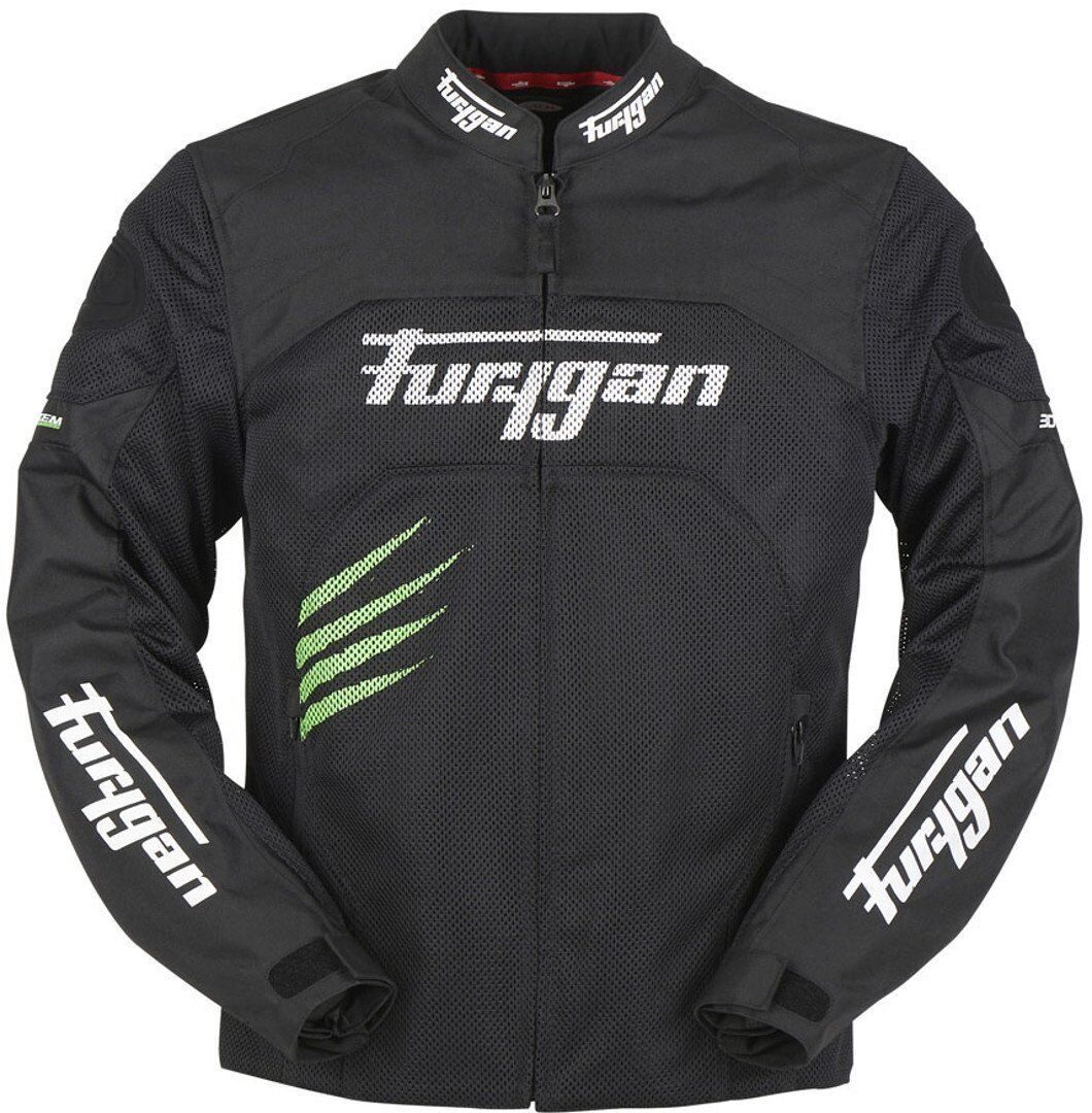 Furygan Rock Vented Motorcycle Textile Jacket  - Black Green