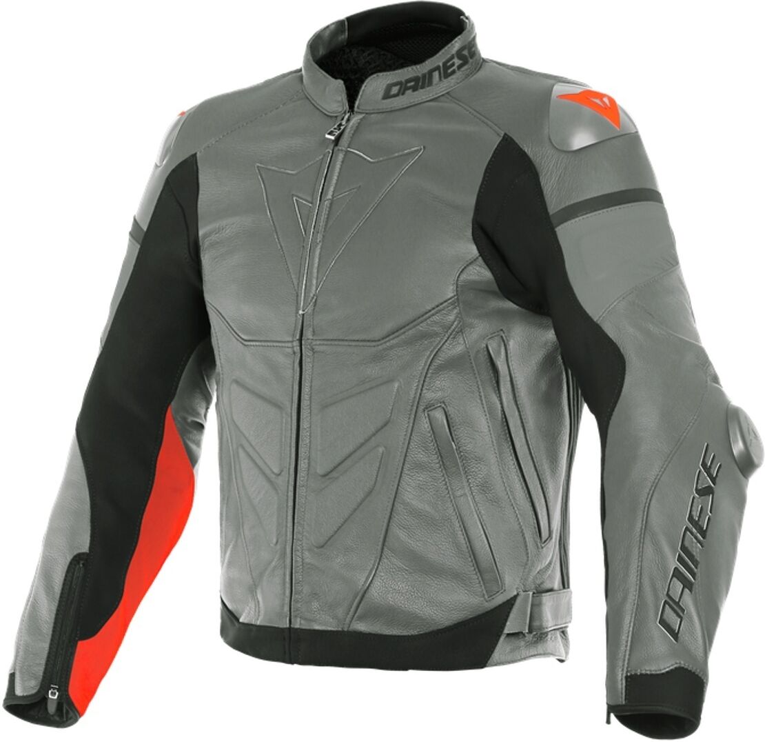 Dainese Super Race Motorcycle Leather Jacket  - Grey Red