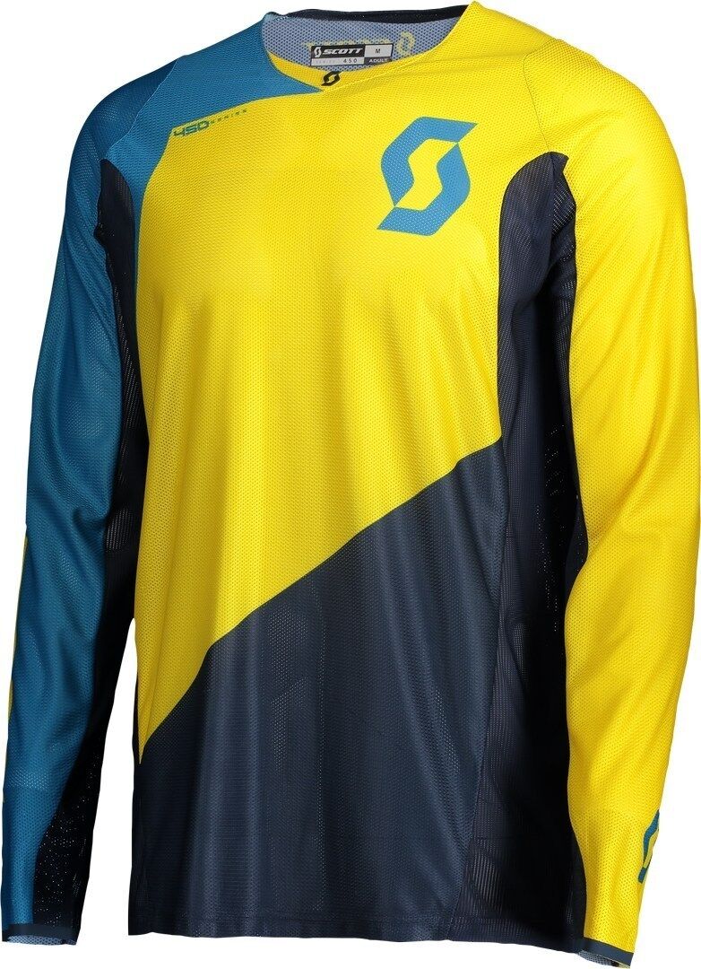 Scott 450 Angled Athletic Light Motocross Jersey  - Blue Yellow