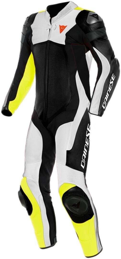 Dainese Assen 2 One Piece Perforated Motorcycle Leather Suit  - Black White Yellow