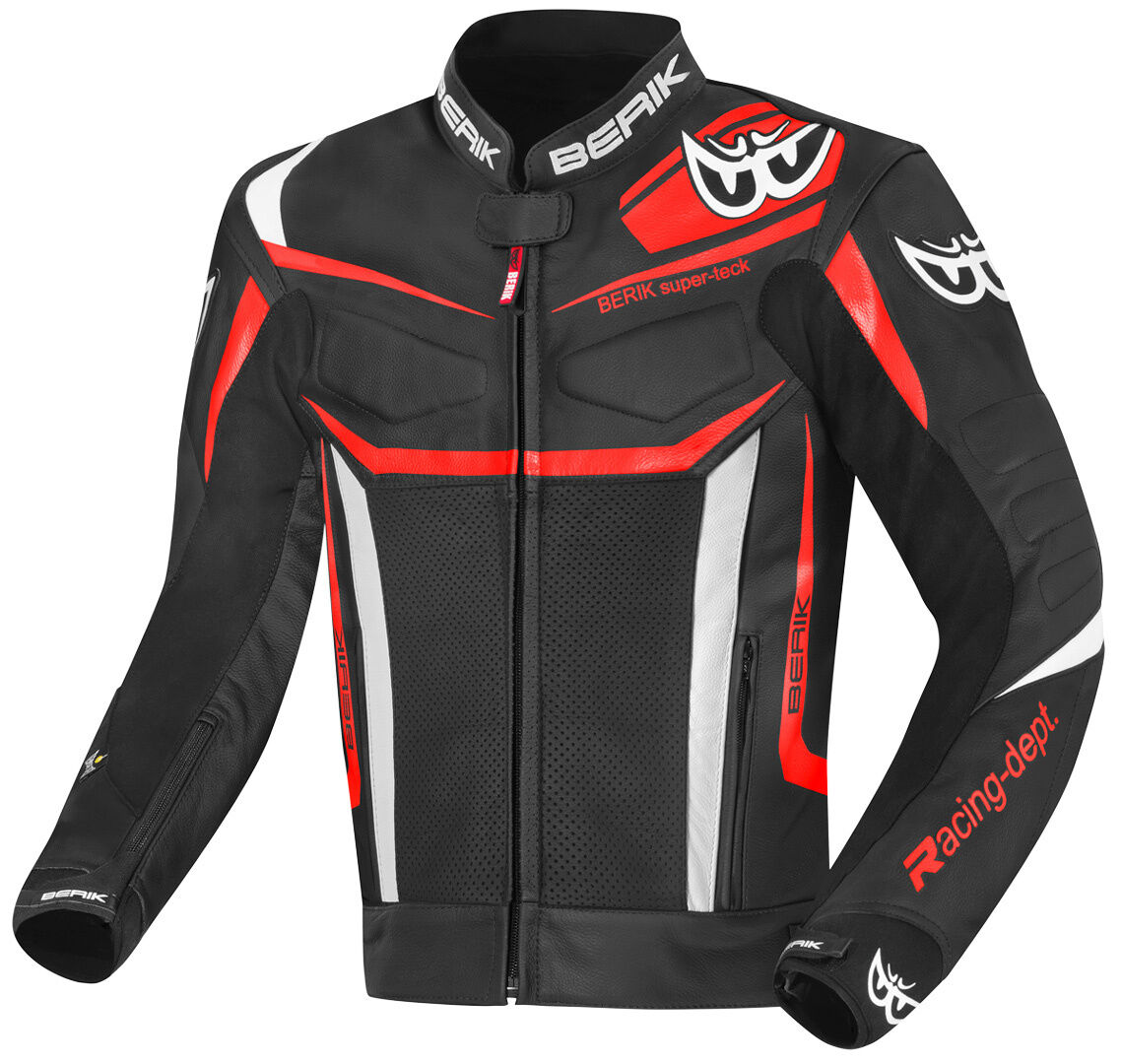 Berik Zacura Evo Motorcycle Leather Jacket  - Black White Red