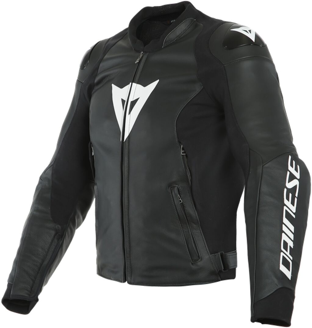 Dainese Sport Pro Motorcycle Leather Jacket  - Black White