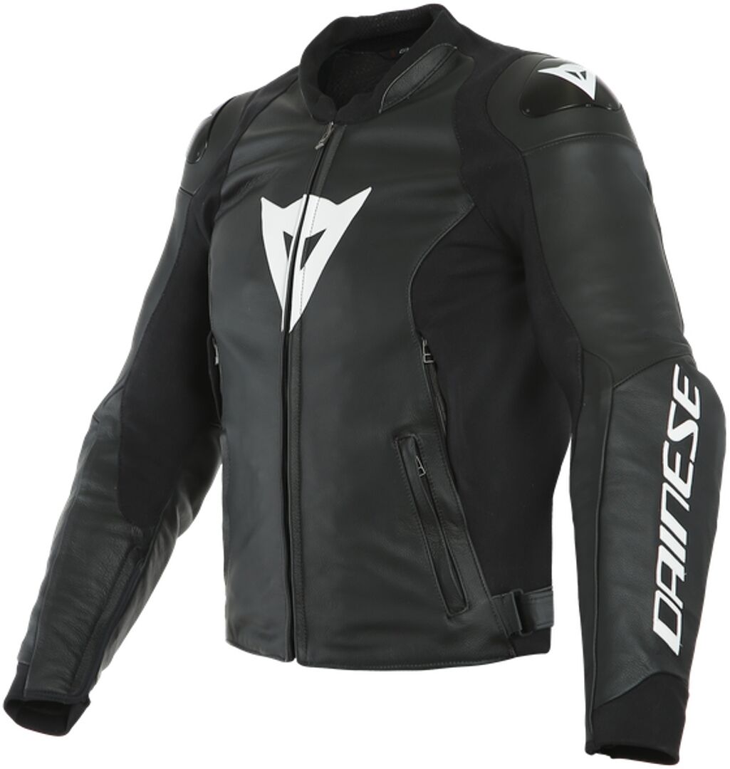 Dainese Sport Pro Perforated Motorcycle Leather Jacket  - Black White