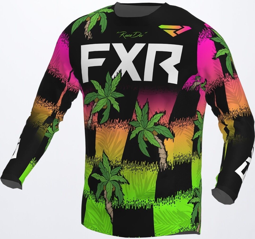 Fxr Podium Tropic Motocross Jersey  - Black Green Yellow