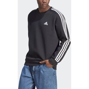 adidas Felpa Sportiva girocollo UOMO Nero Essentials 3 stripes Crew Fleece