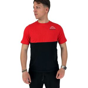 Kappa T-shirt maglia maglietta UOMO Banda 222 Rosso Nero LOGO EDWIN Girocollo