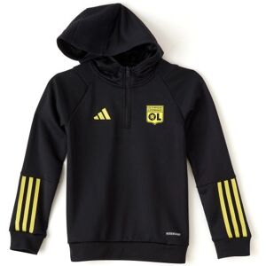 adidas Lione OL Lyon Olympique Felpa Allenamento Track Hoodie mezza zip Nero