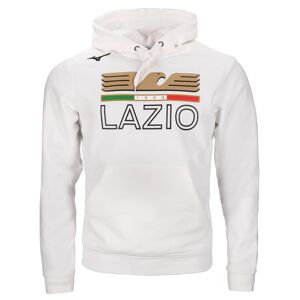 Mizuno SS Lazio Felpa Cappuccio Hoodie Bianco Cotone felpato con tasche 2023 24