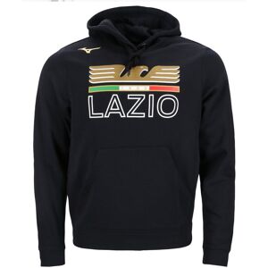 Mizuno SS Lazio Felpa Cappuccio Hoodie Nero Cotone Felpato 2023 24