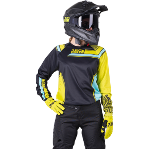 Raven Maglia Cross Bambino  Rival Nero-Lime-Turchese