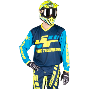 JT Racing Maglia Cross  Flo Tec-Megabyte Blu-Turchese-Giallo