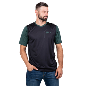 100% Maglia MTB  Ridecamp Nero-Verde Foresta