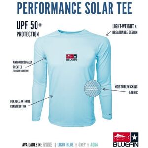 Bluefin USA Performance Solar Tees maglietta da pesca UPF 50+ Aqua L