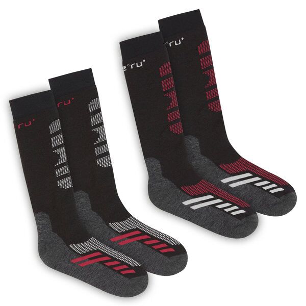 meru ski 2-pack - calze da sci black/grey/red 39/41