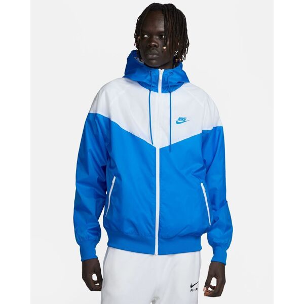 nike giacca con cappuccio sportswear heritage essentials blu reale e bianco uomo da0001-406 s