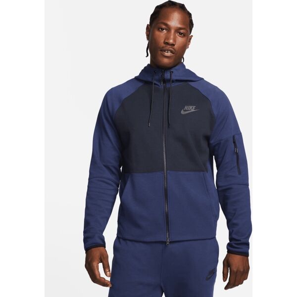 nike felpa con zip e cappuccio sportswear essential blu navy e nero uomo dd5284-410 xl