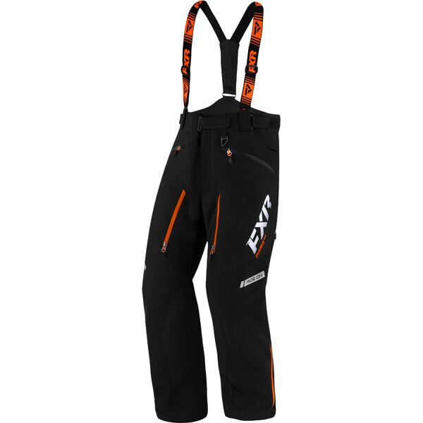 fxr mission fx 2023 pantaloni con bretelle da motoslitta nero arancione 2xl