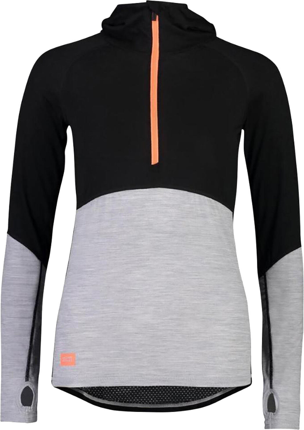 MONS ROYALE WMN BELLA TECH MERINO HOOD BLACK NEON L