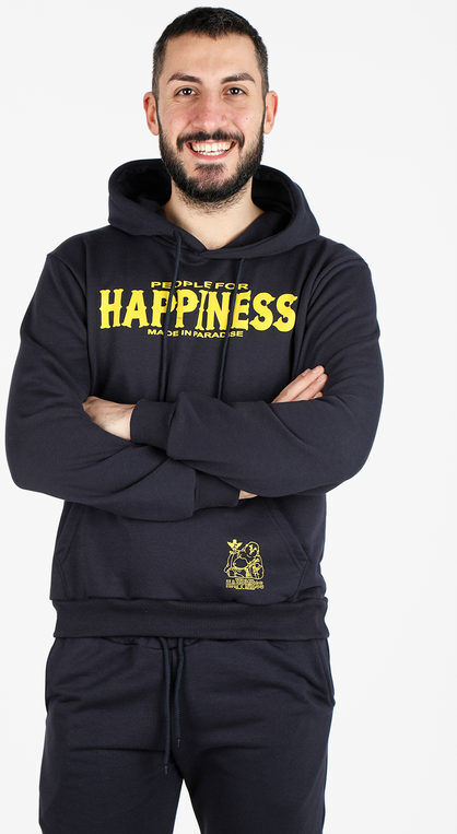 Happiness Felpa sportiva da uomo con cappuccio Felpe uomo Blu taglia XL