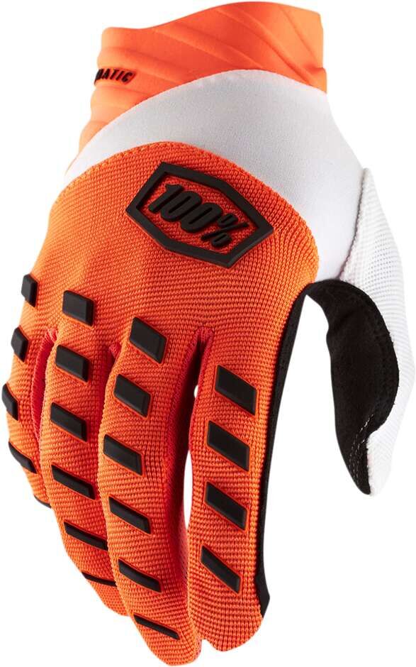 Guanti Moto Cross Enduro Mtb 100% AIRMATIC Arancio Bianco taglia S