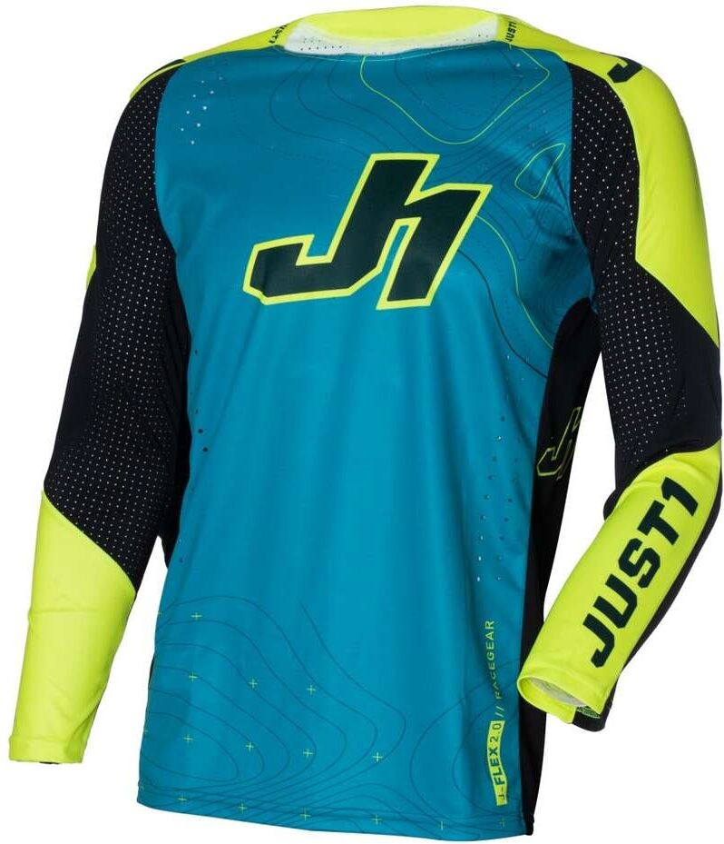 Maglia Moto Cross Enduro Just1 J-FLEX 2.0 Frontier Teal Nero taglia XL