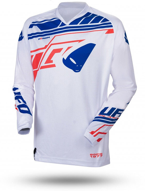 Maglia Moto Cross Enduro Ufo HERON Bianco Blu Rosso taglia L